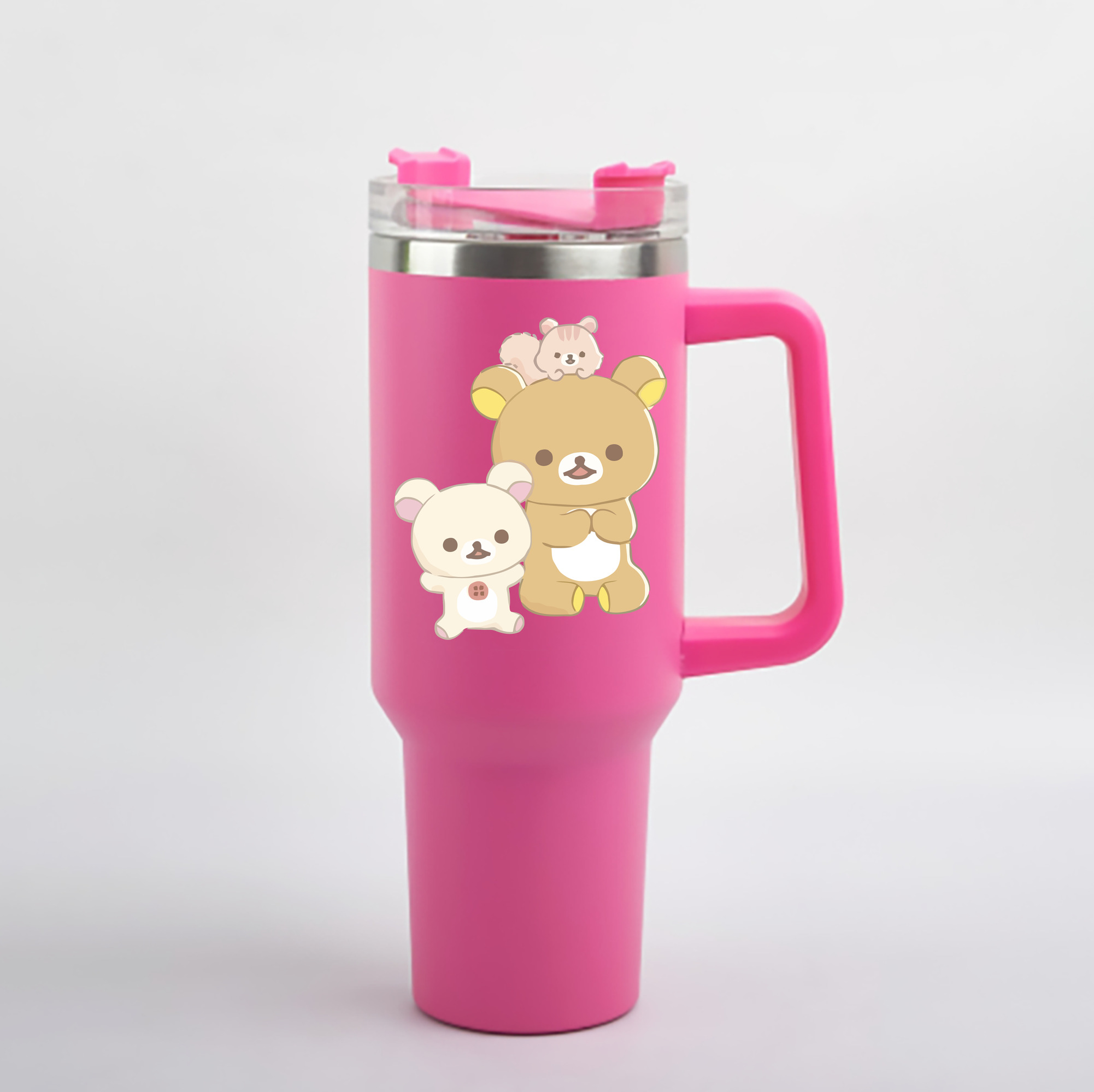 （画像用） リラックマ リラックマ キイロイトリ Rilakkuma Korilakkuma Kiiroitori 1200mL車用タンブラー - クリスタルステッカー（プラスチックストロー付き）